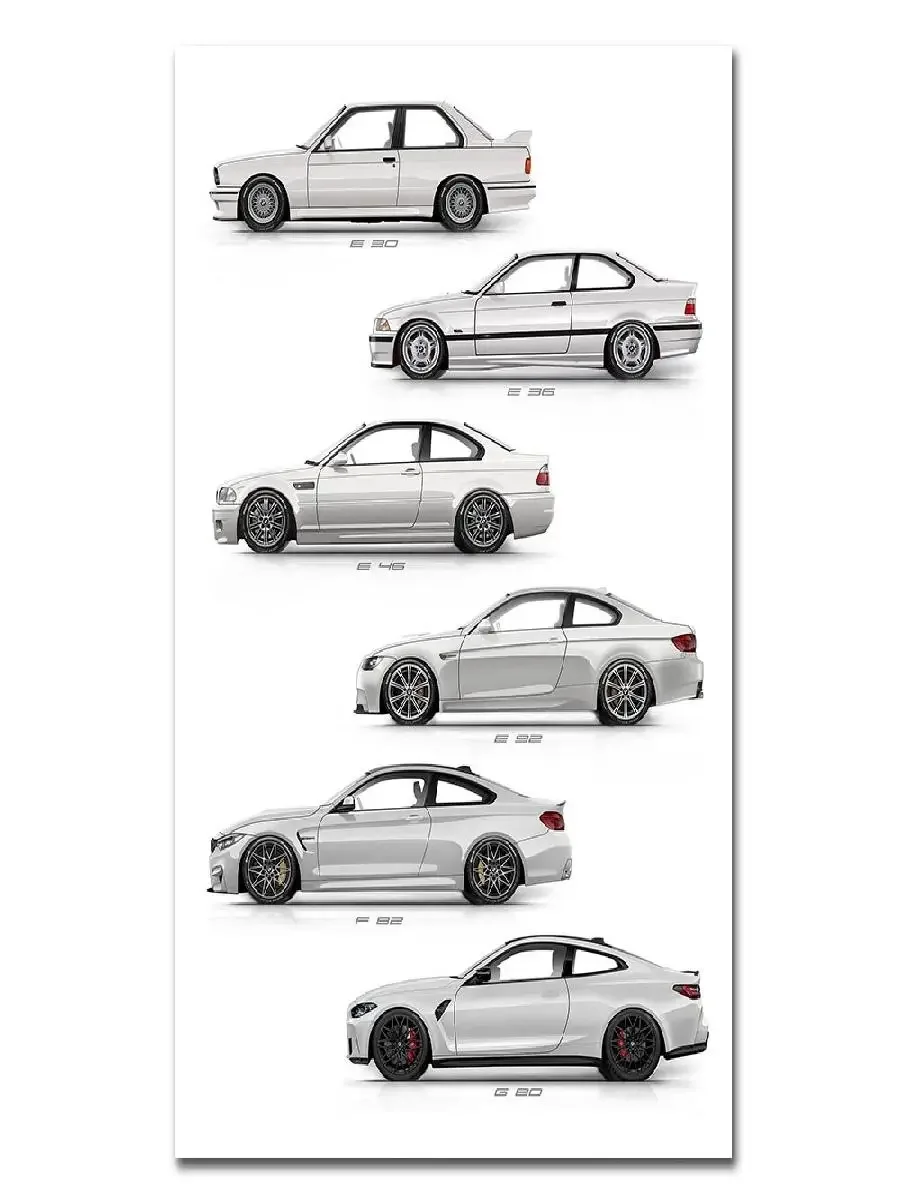 BMW E Evolution Racing Car Canvas Print Wall Art  Frameless Poster for Living Room Home Decor  Modern Automotive Wall Dcor