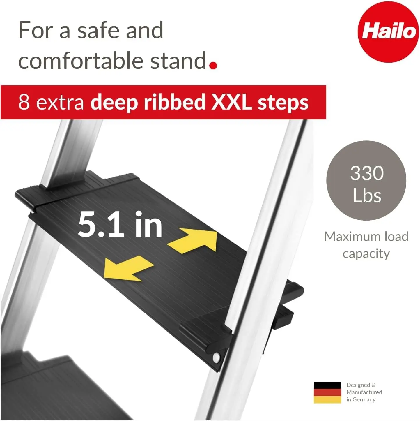 Hailo L100 Pro nampan penyimpanan multifungsi, rel keamanan lipat delapan langkah dapat diperpanjang aluminium