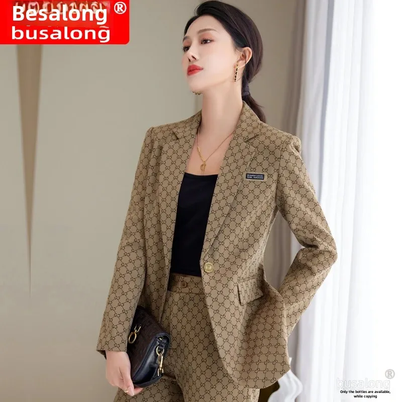 2023 Autumn/Winter New Women's Long Sleeve Professional Western-Style Suit Trousers Set Elegant Business Attire Workwear