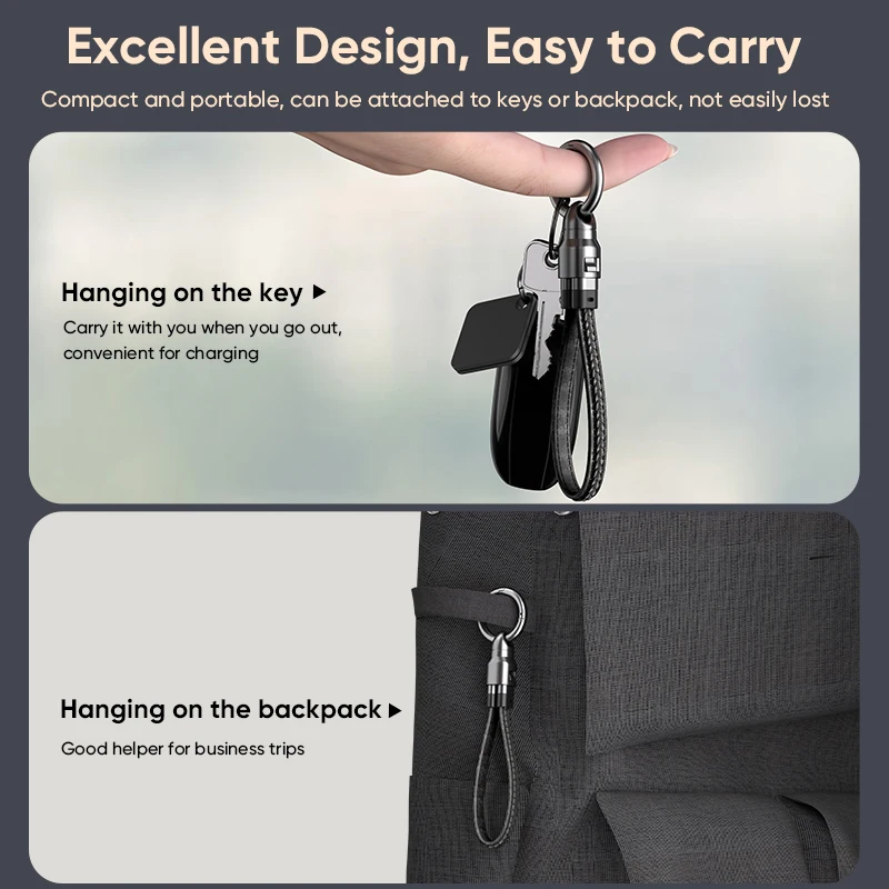 240W Mobile Fast Charging Cable Type-C to Type-C Keychain Anti Loss Hanging Rope 48V5A Short Line Laptop Tablet Charging Cable image 3
