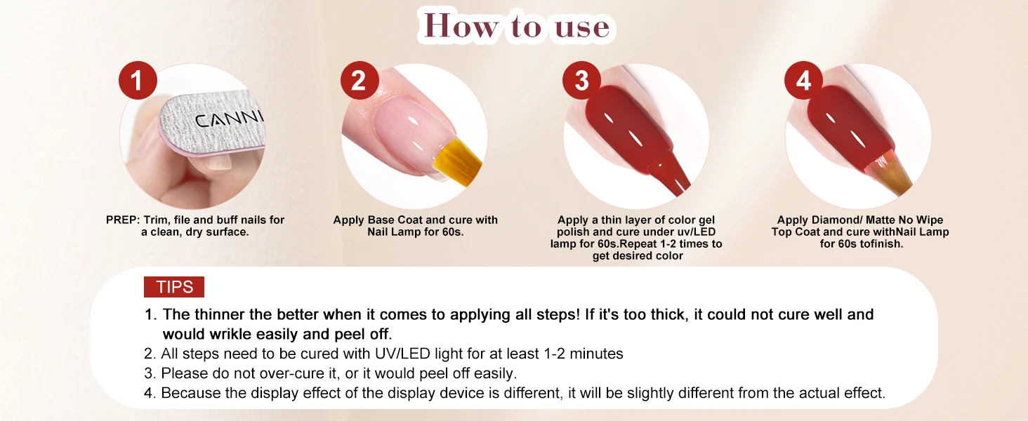 CANNI Nagelgellack HEMA FREE TPO FREE Sommerfarben Semi Permanent Soak Off UV LED Selbstnivellierender Gel-Lack mit großer Abdeckung – Detail 18