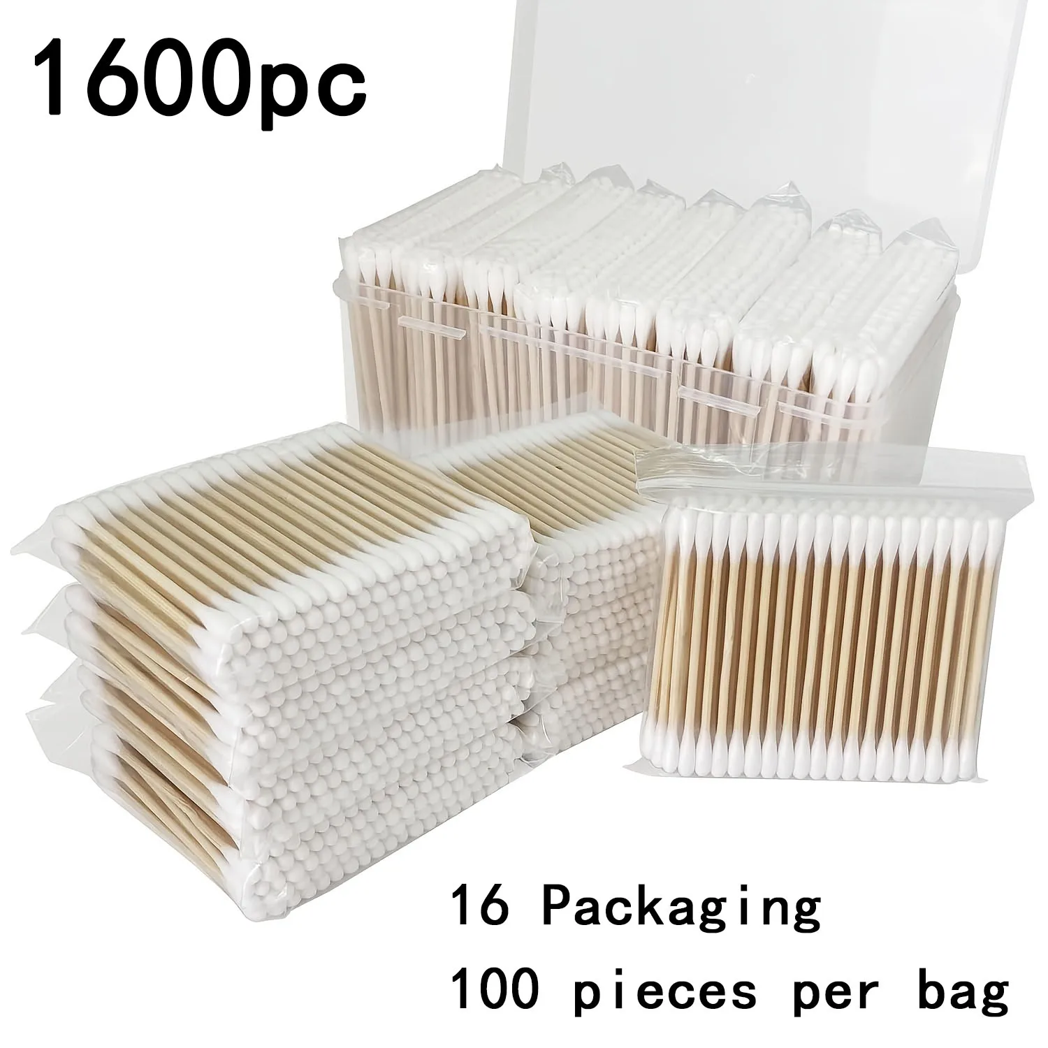 1000pcs Disposable Wood Stick CottonSwabs DoubleHead Ear Cleaning Cotton Buds Makeup Removal CosmeticTool Portable Cotton Sticks