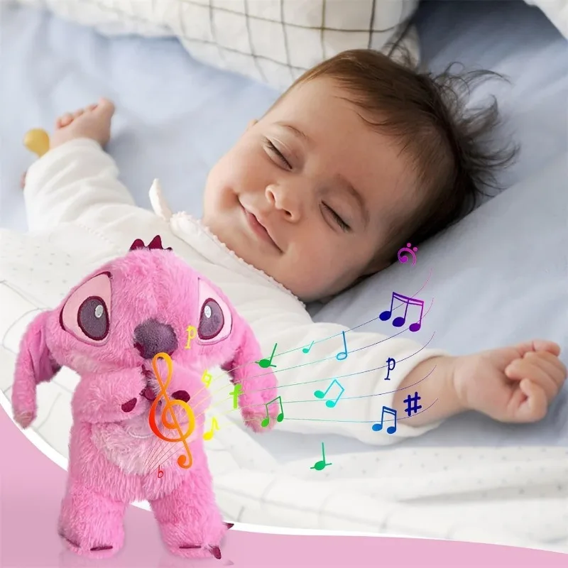 Disney Stitch Bedtime Plush Toy Breathing Stitch with Flapping Ear Sensory Music Lights & Rhythmic Motion Improve Sleep Kid Gift