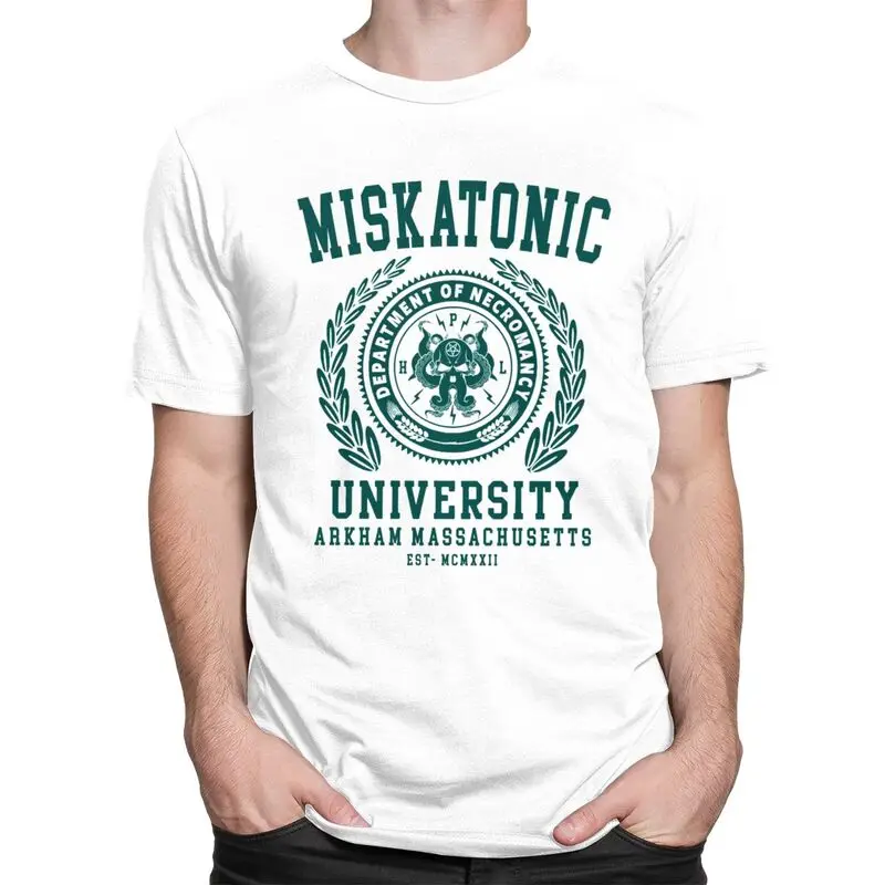 Custom Lovecraft Cthulhu Miskatonic University Tshirts for Men Short Sleeve Casual T-shirts Loose Fit 100% Cotton Tees Gift Idea