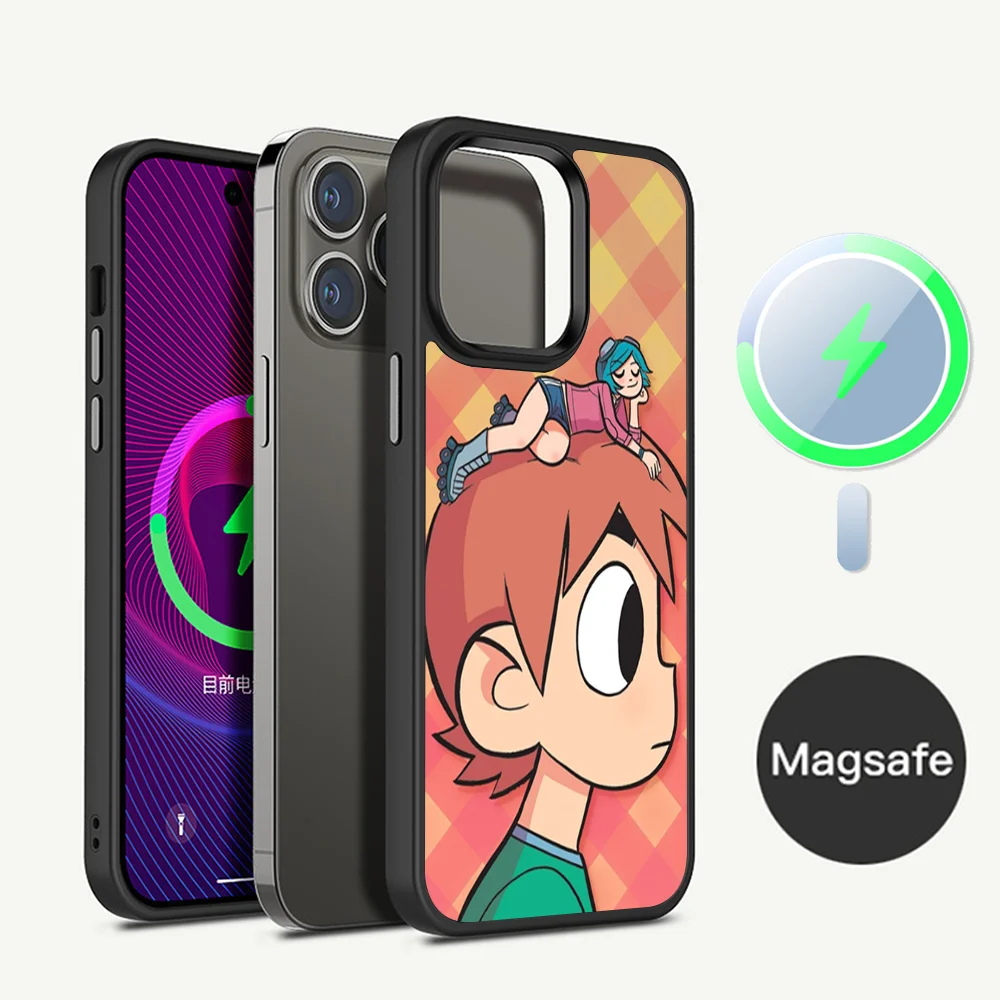 Cartoon Scott Pilgrim Phone Case Magnetic Case For iPhone 16 14 13 12 11 15 Pro Max Plus For Magsafe Wireless Charge Cover