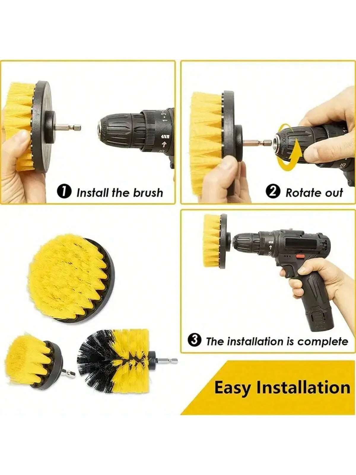 Electric Cleaning Brush Set, Household Brush Head Replacement, Can Be Used for Carpets, Sofas, Tiles, Car Washes, 3 in 1