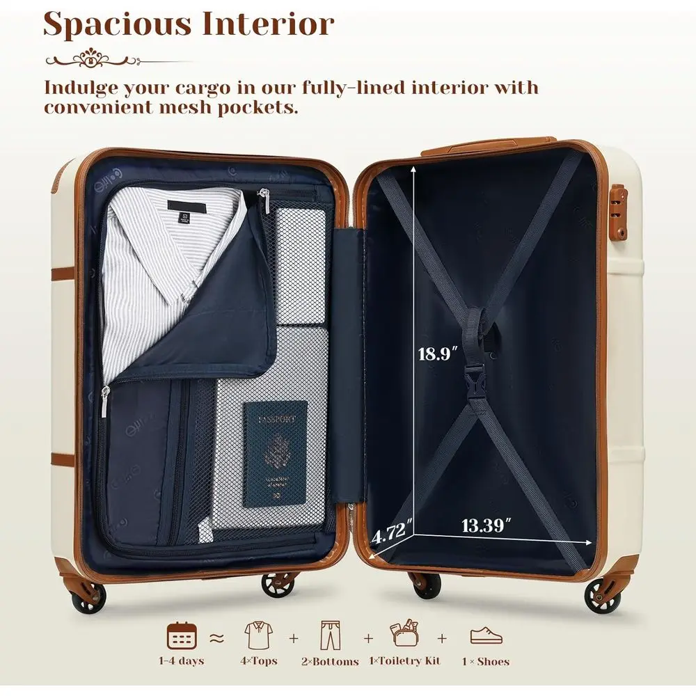 3-Piece Hardside Spinner Luggage Set with TSA Lock and Telescopic Handle for Carry-On Travel