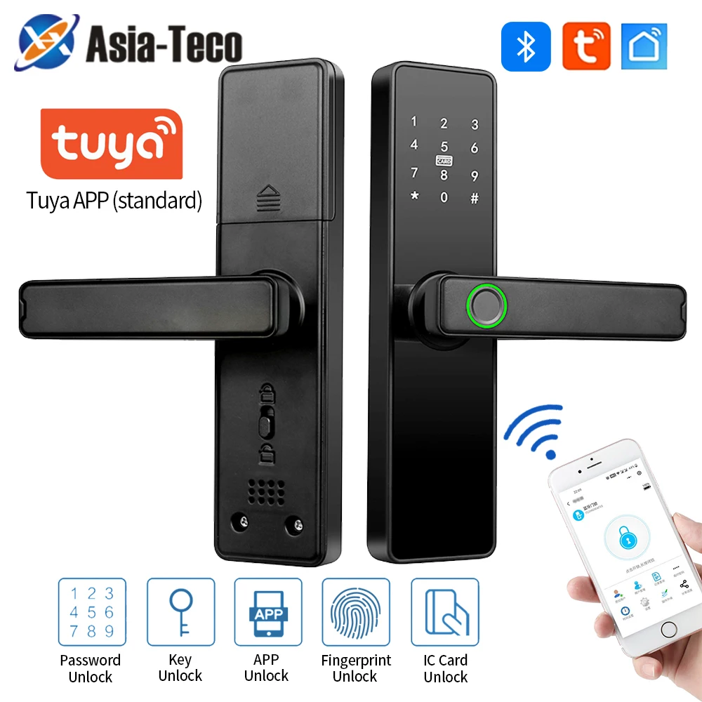 Tuya Bluetooth Electronic Smart Lock Support App/Biometric Fingerprint /IC Proximity Card/Password/Temporary Password/Key Unlock