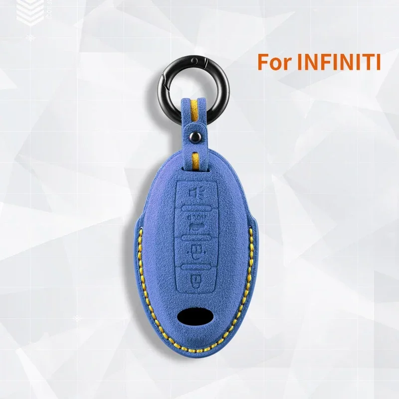 

4 Button Car Remote Key Case Cover Shell Keychain for Infiniti FX35 QX50 Q40 Q60 Q70 Q80 for Infiniti Suede Leather Key Fob