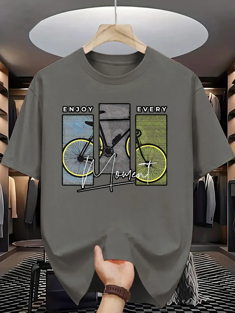 

with Bicycle pattern design -100% cotton summer casual short sleeve O-neck men's printed T-shirt.