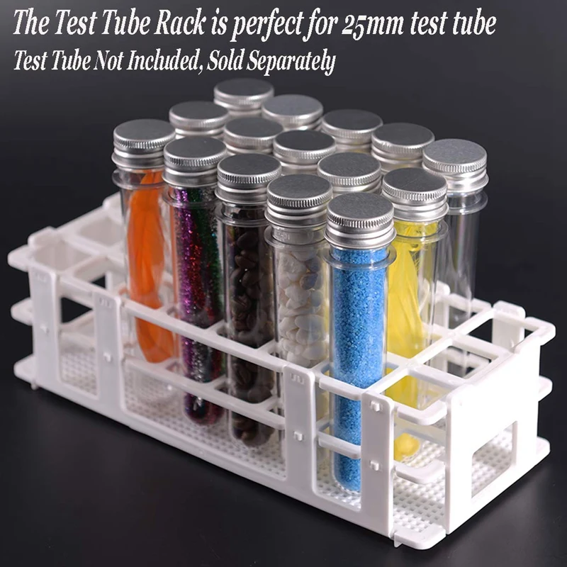 Tube à essai de laboratoire en plastique T1, support pour tubes à essai de 25mm, poignées amovibles, blanc, 24 trous, 2 pièces