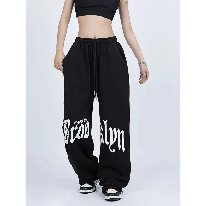 2024 Spring/Summer Drawstring American Sports Pants High Street Tie Feet Cargo Pants Loose Streetwear Jazz Dance Pants