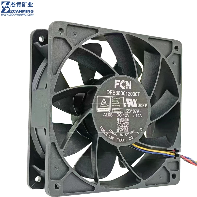 DFB380012000T الكرة تحمل FCN 12038 ASIC مروحة 12 فولت 3.14A 7000RPM ل Antminer S19 S19pro L7 S17 T17 INNOSILICON مينر A10 A11 T2T
