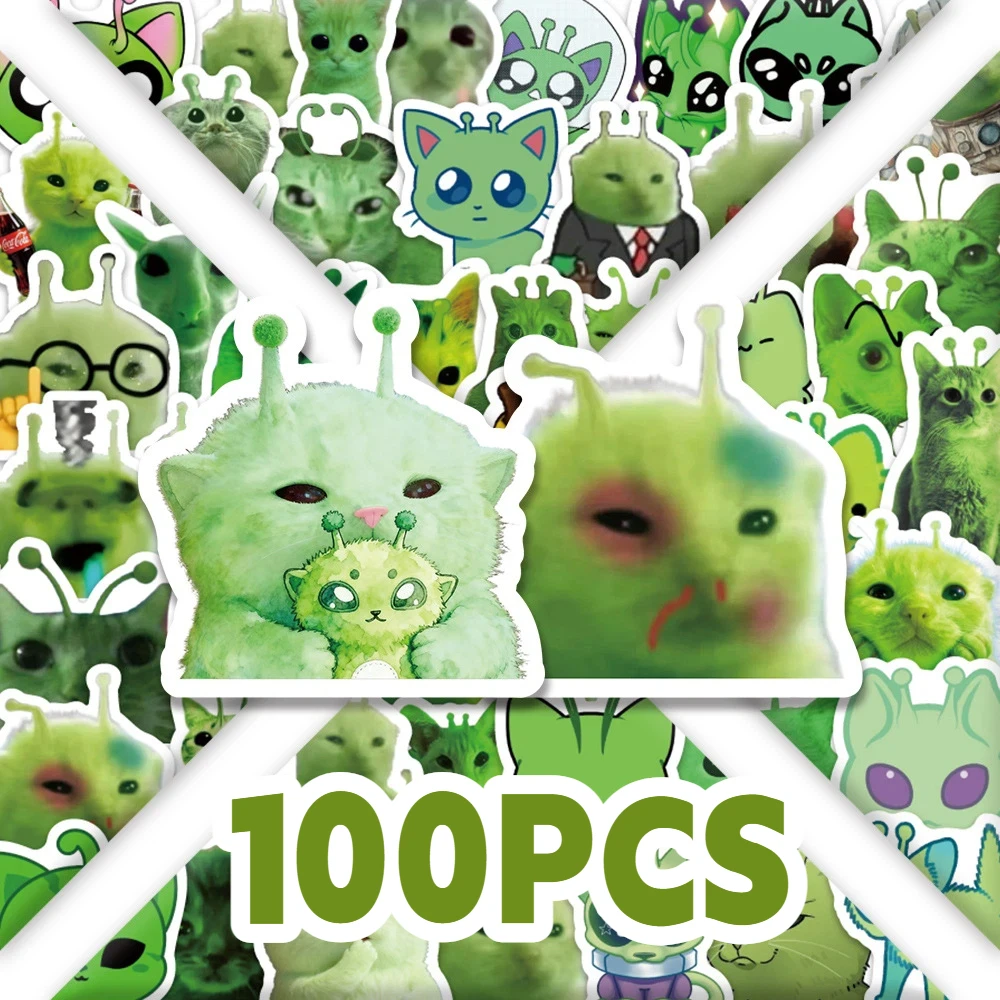 Laptop Editing Accessories - 100pcs Fun Alien Cat Emoji Stickers