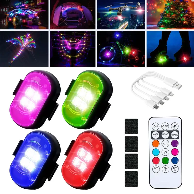 Universal 8 Color Remote Lamp Wireless LED Strobe Lights with Remote Control,Anti Collision Waterproof Lights Rechargeable