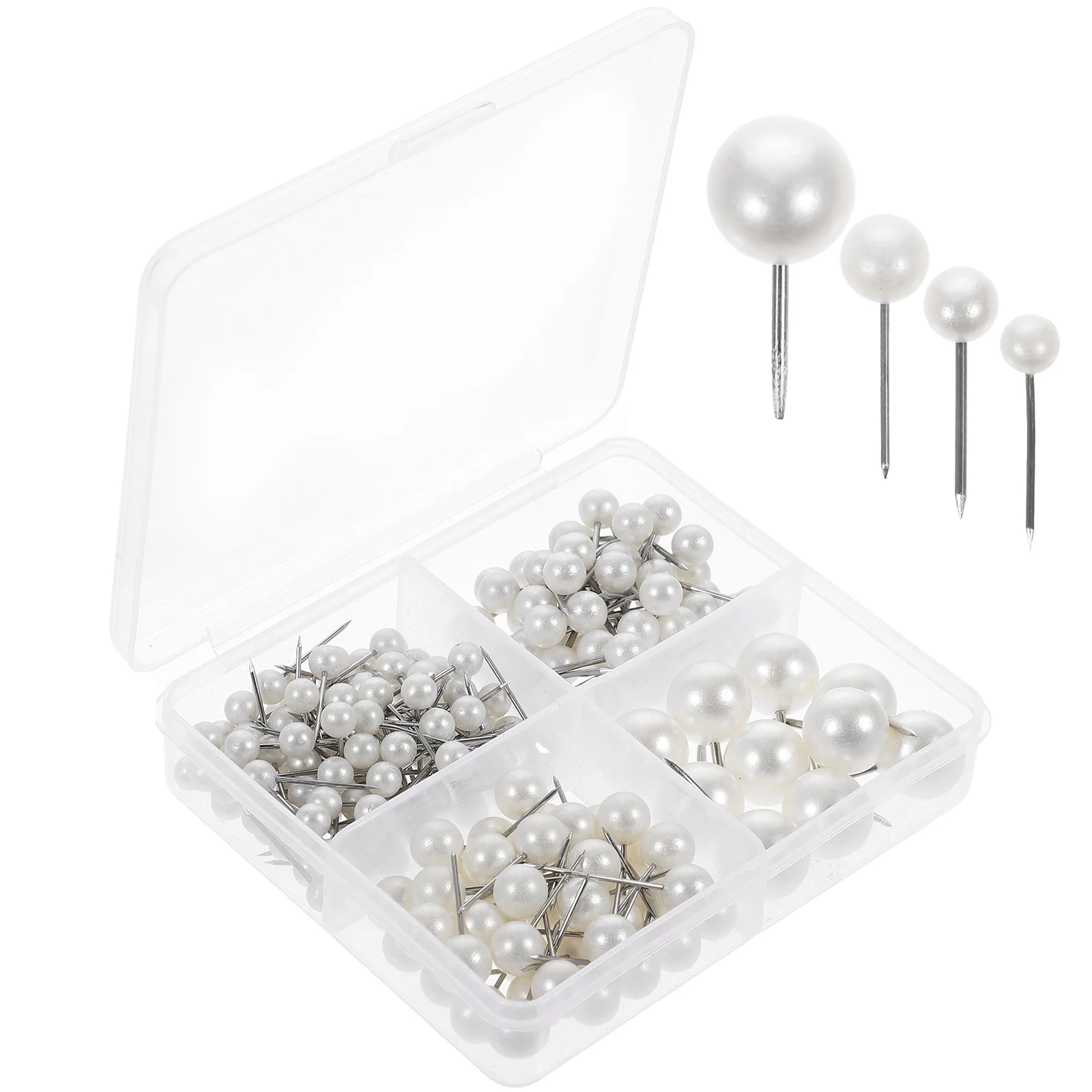 

200 Pcs Straight Pins Ball Heads Cork Board Thumbtack White Pearls Drawing Office Craft Fabric Bulletin Household