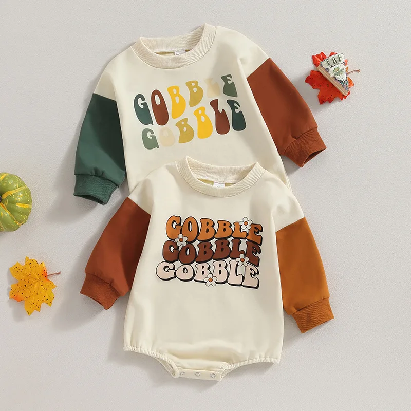 

Thanksgiving Baby Romper Autumn Letter Printed Newborn Clothes Long Sleeve Jumpsuit