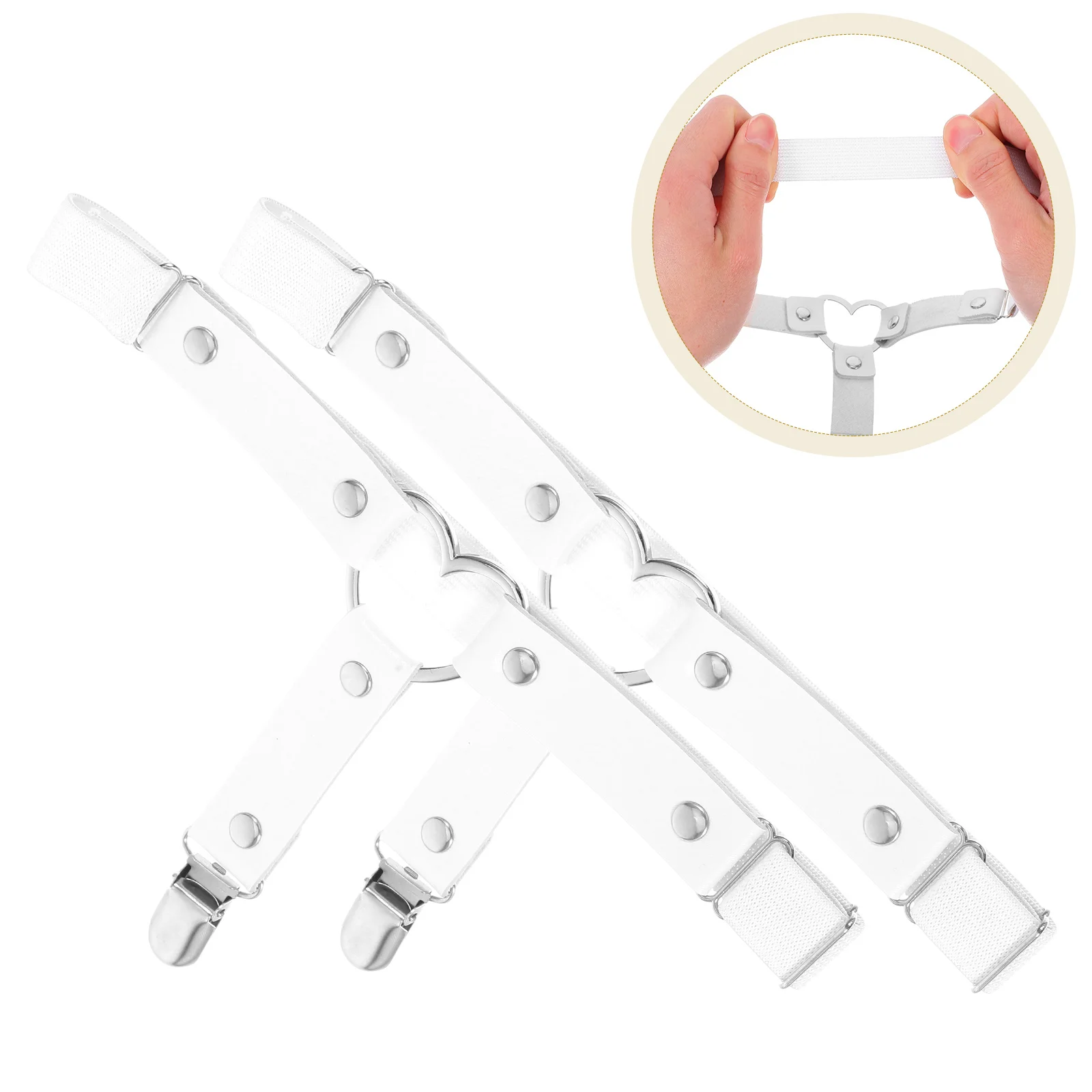 

2pcs Garters Punk Hip-Hop Leg Ring Adjustable Pu Alloy Elastic Bind Game Cosplay Accessory For Most Sizes White