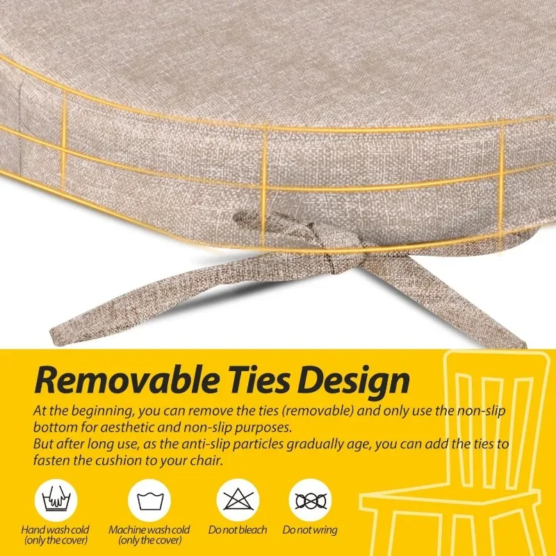 Thick Chair Cushions, Removable, Machine Washable Cover and Ties,  Pads for Indoor Dining Room  Kitchen s