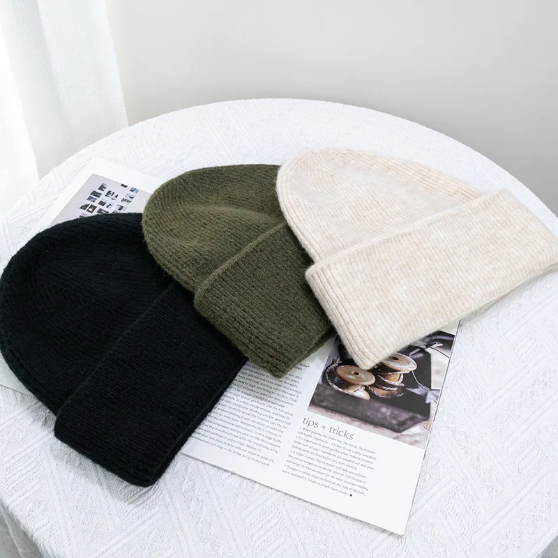Korean Version Cold Hat Women Men Trendy Solid Color Wool Blend Knitted Beanies Male Female Skullies Autumn Winter Thermal Cap