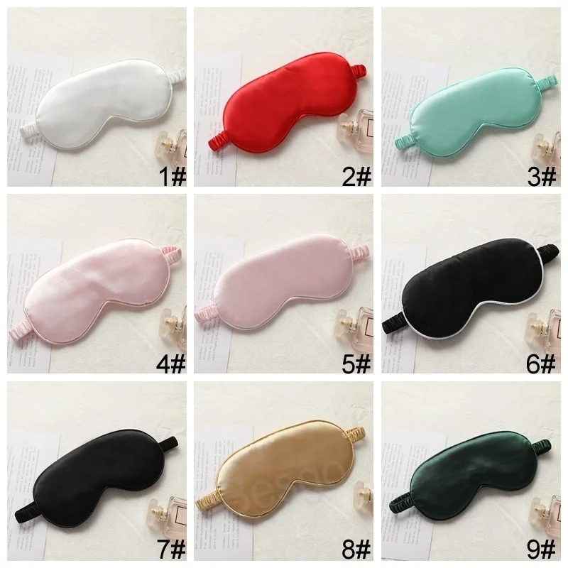 31 Colors Travel Sleeping Eye Mask Textile Double Side Emulation Silk Eyeshade Nap Time Eyes Cover Blackout Sleep Mask Night Use