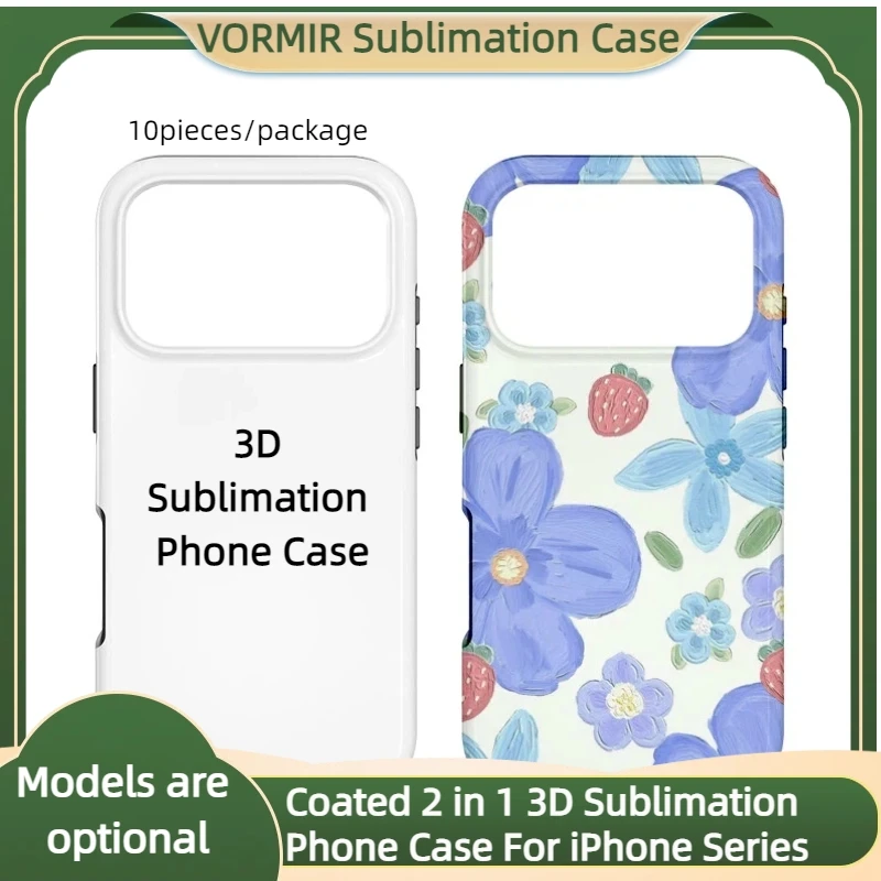 

10pcs Coated 2 in 1 3D Sublimation Phone Cases Thermal Transfer Printed Mobile Back Covers Blanks for iPhone 17 16 15 14 Pro Max