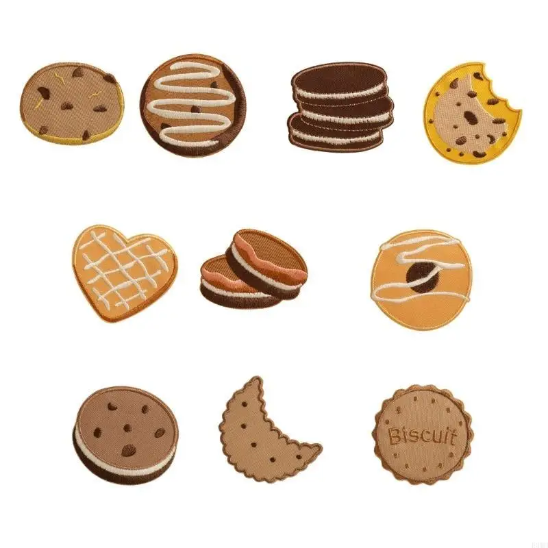 

Set Of 10 Lovely Cookie Theme Cloth Patches Repair Patches With Adhesive Backing For Decorating Garments And Accessories F3MD