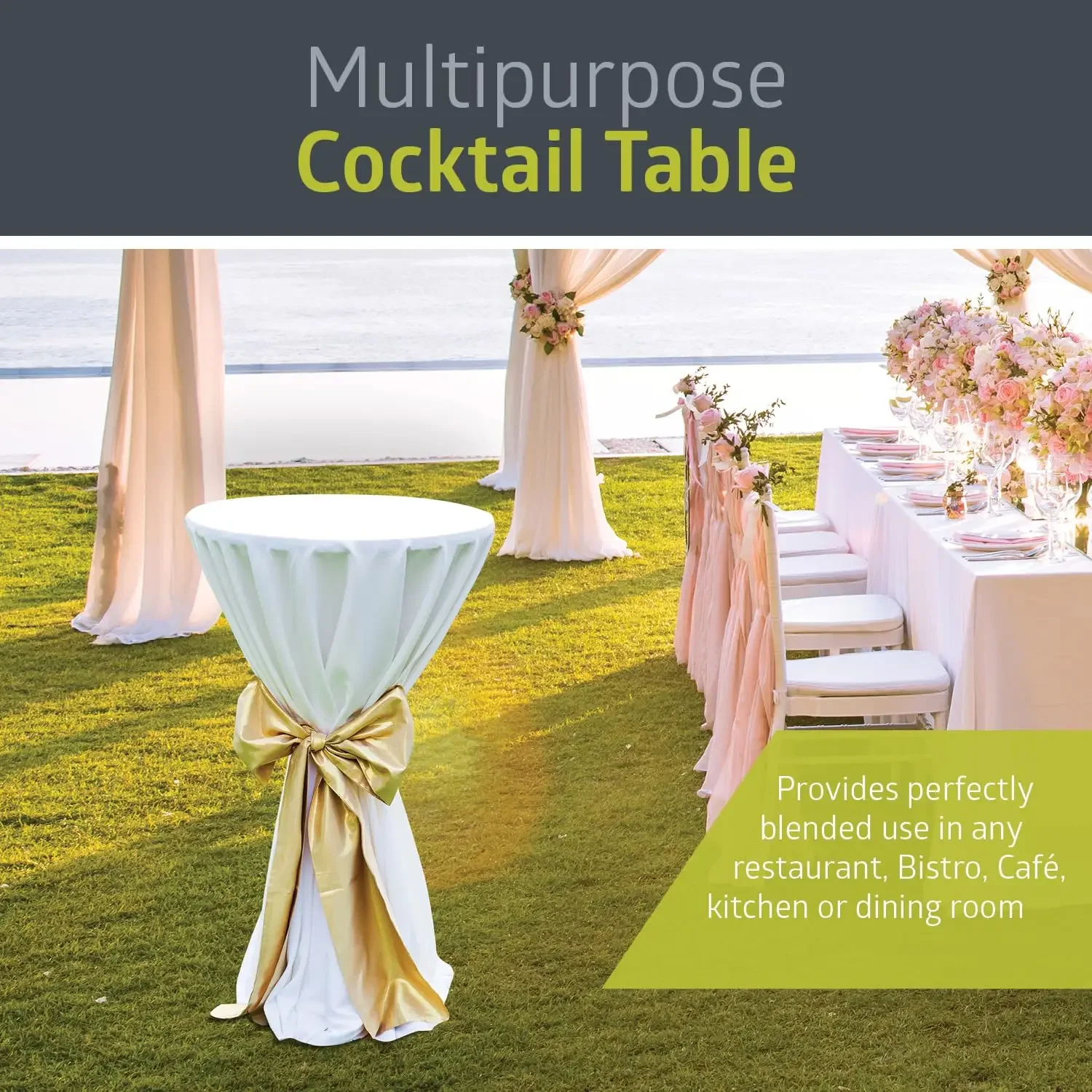 2 Pack Round Bar and Pub Table, Black