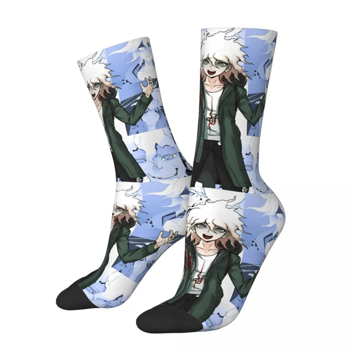 Nagito Komaeda Socks Men Women Funny Happy Danganronpa Game Socks Novelty Spring Summer Autumn Winter Middle Tube Socks Gift