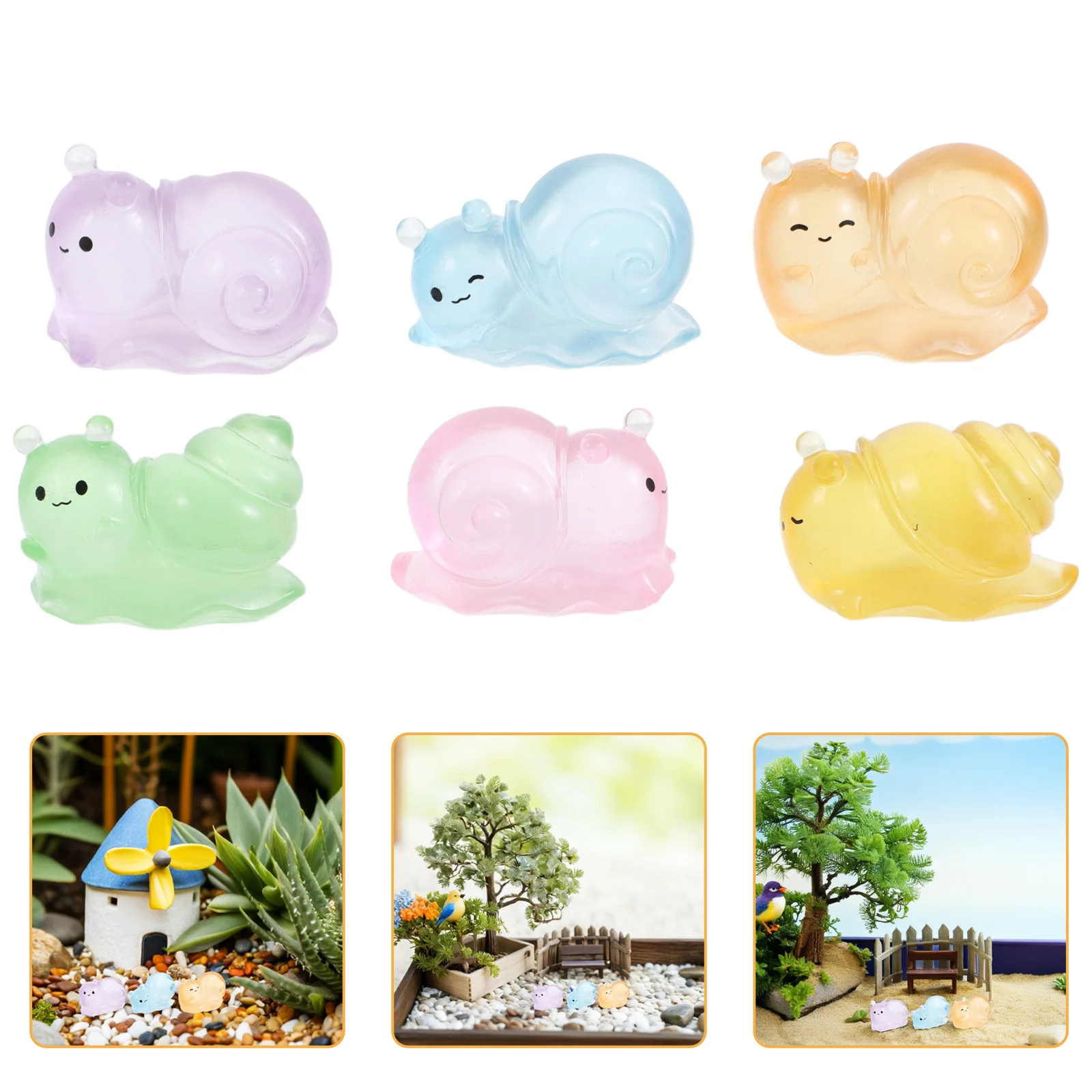 

12Pcs Micro Landscape Snail Ornaments Luminous Resin Mini Snails Glow in Dark Garden Decoration Resin Ornament