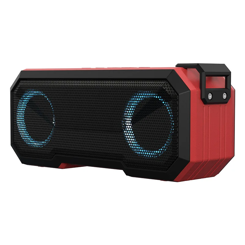QUEED IPX7 Waterproof Bluetooth Speaker with Colorful LED Lights Power Bank Function Dual Drivers TWS Wireless Outdoor Speaker