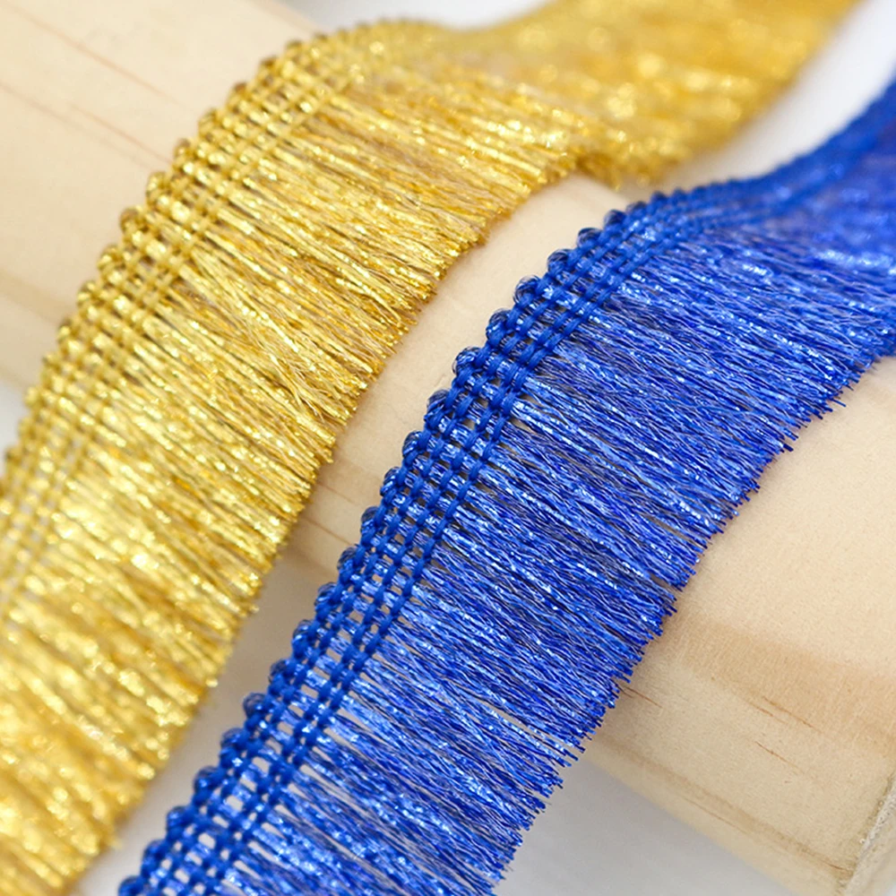 2.5cm Tassel Trim,Gold Shiny Fringe Trim,Multicolor Tassels Fringe for Curtain,Clothes,Stage,Sewing Craft Decoration Supplies