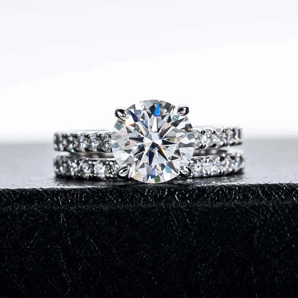 3CT Full Moissanite Ring Sets For Women 925 Sterling Silver Diamond Engagement Wedding Band Gift Jewelry GRA Certified Wholesale