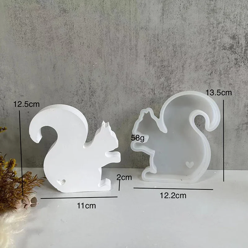 3D Cute Squirrel Silicone Mold Candle Mold Animal Squirrel Soy Wax Mould DIY Cement Gypsum Mold Epoxy Resin Mold Home Decoration