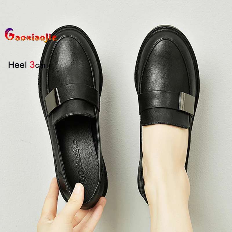 

Woman Loafers 3CM Thick Heel Single Shoes 2026 New Spring Autumn Soft-soled Versatile British style Outdoors Casual Female Shoes