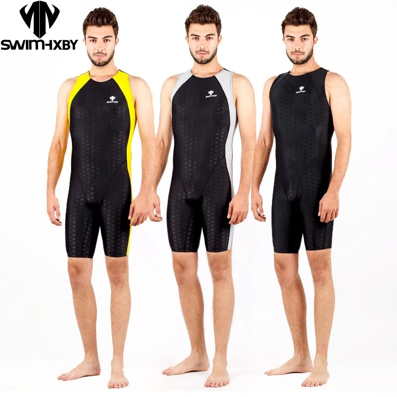 HXBY Swimwear Men One Piece Swimsuit Competition Racing Swimwuit Ironman Triathlon Suit Sharkskin Male Training Bodysuit