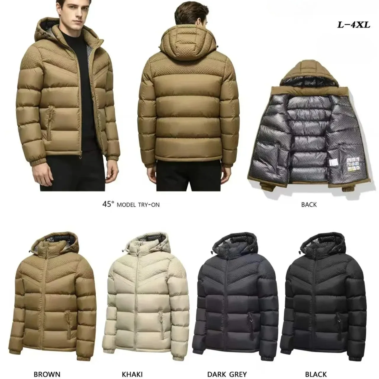 Graphene Self-heating Puffer Jackets Man Winter Thick Windproof Hooded Padded Jacket High Quality Ultralight Down Parka Coat Man