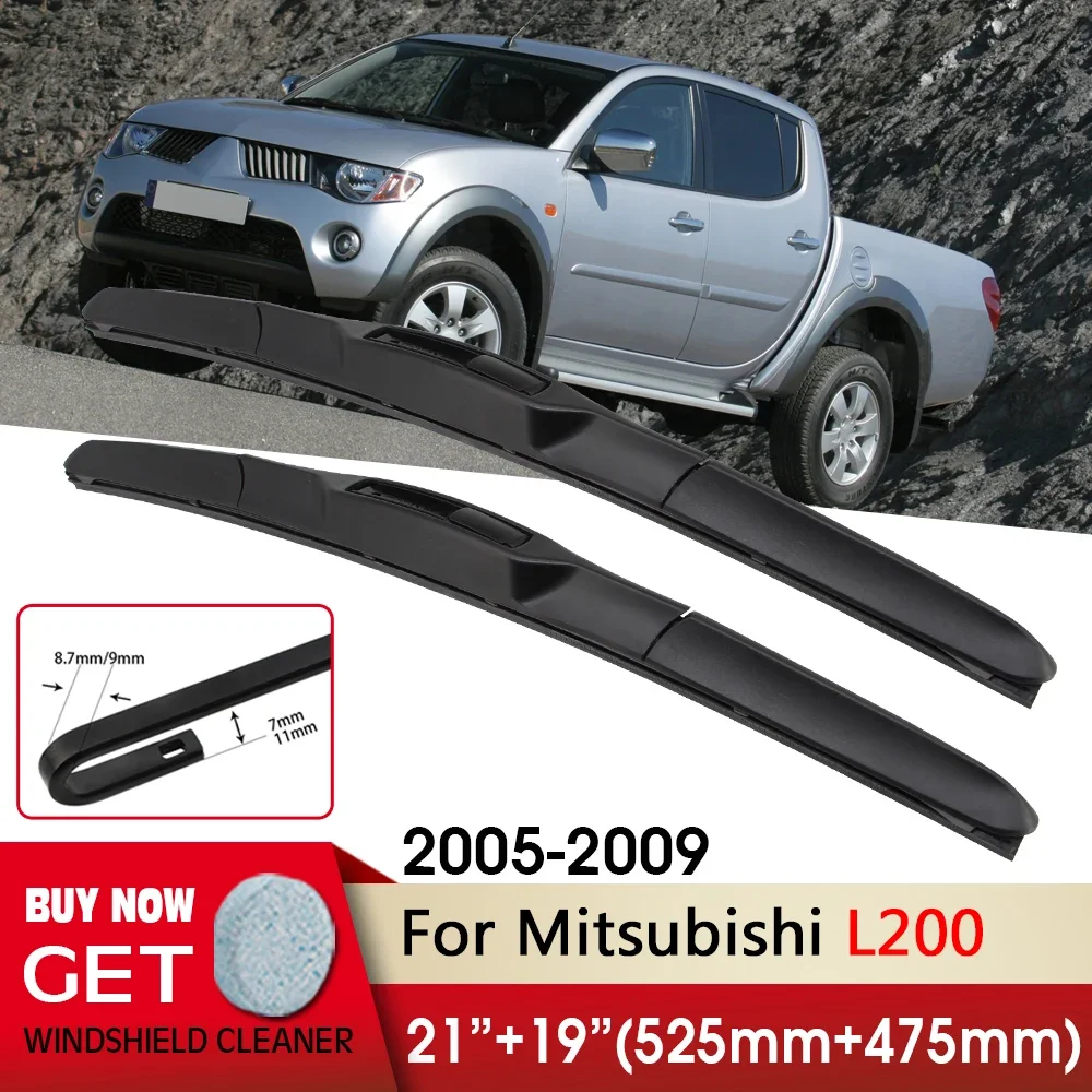 

Car Wiper RHD & LHD Front Wiper Blade 21"+19" For Mitsubishi L200 2005-2009 Fit U Hook Arm Windshield Windscreen Front Window