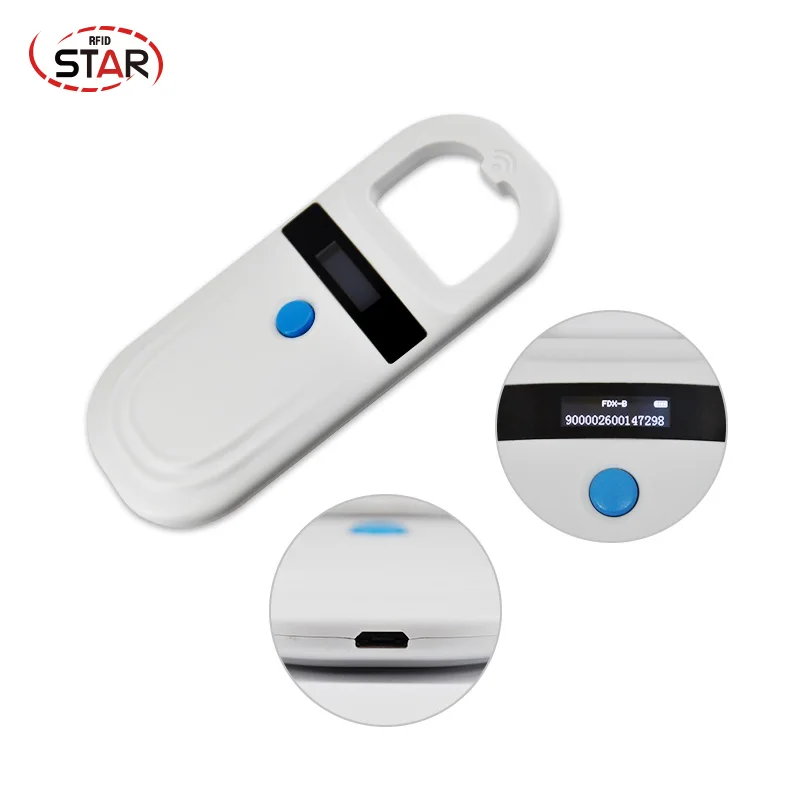 125kHz Pet ID Reader Cat Dog Microchip Scanner 134.2KHz Animal RFID Reader FDX-B Glass Chip Tag Reader Read Only Scanner