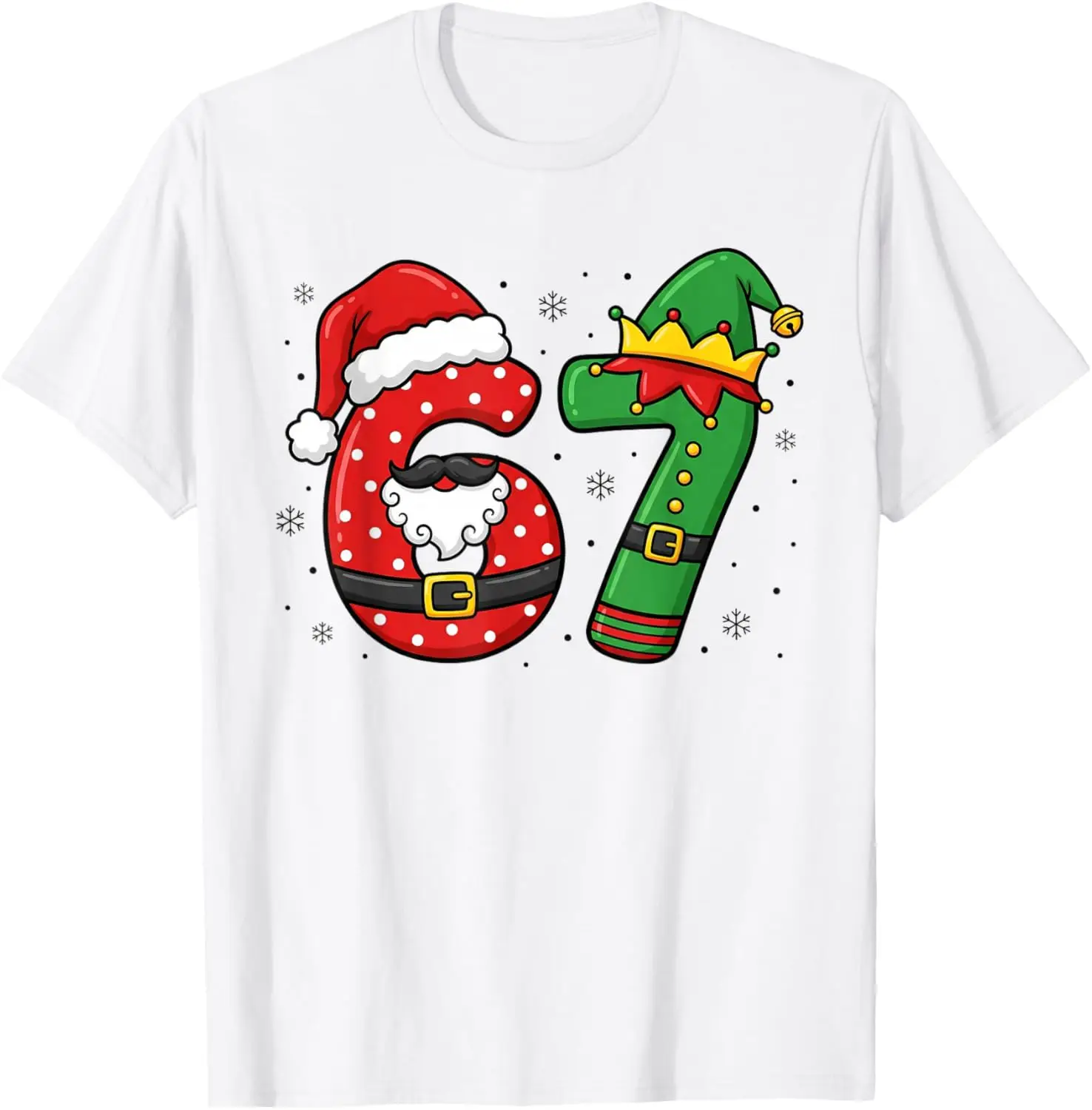 67 Six Seven Funny Christmas 6 7 Meme Xmas Boys Girls Kids T-Shirt Summer Short-Sleeved Breathable Sweat-Wicking Versatile