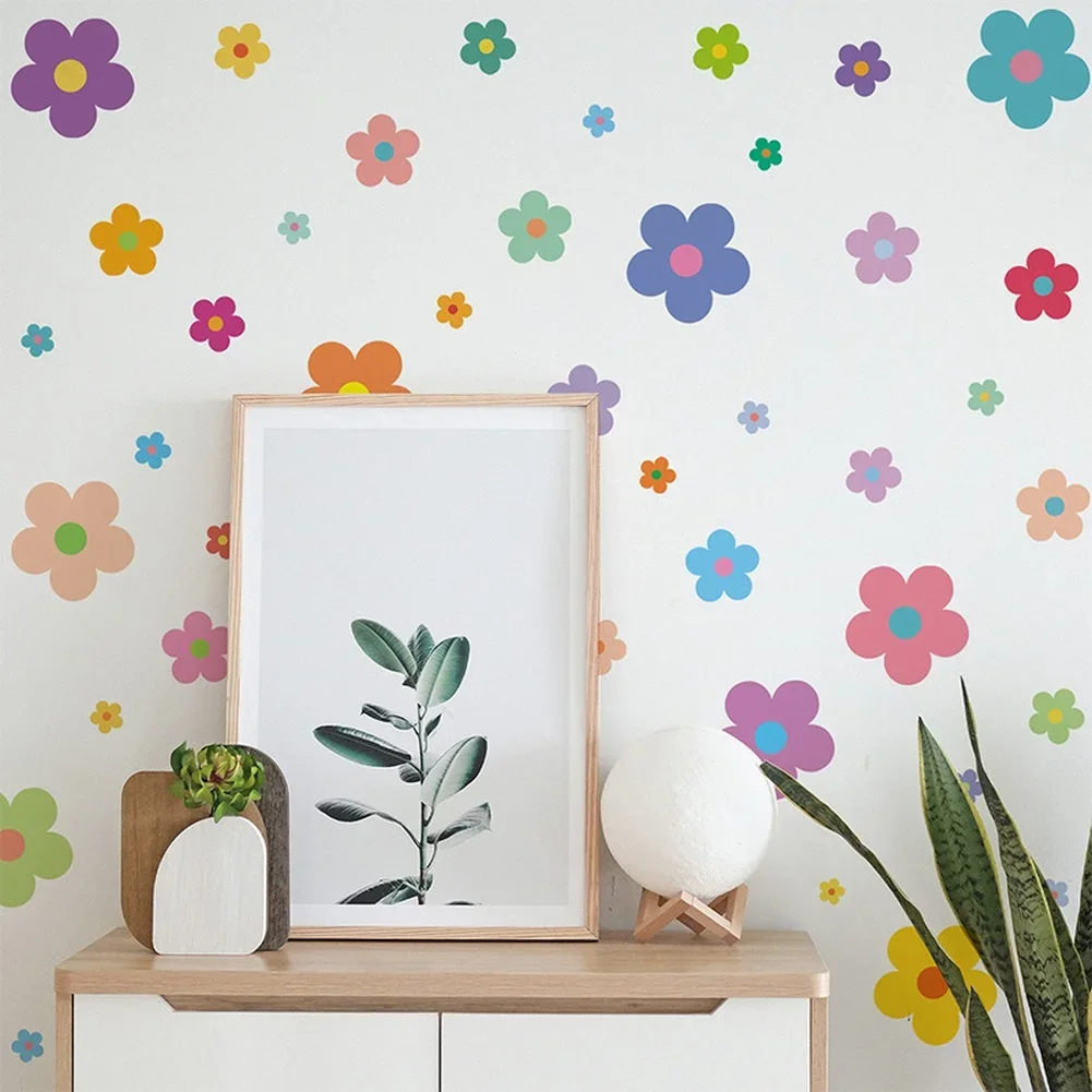 Bunte kleine Blumen-Wandaufkleber aus PVC-Material für Schlafzimmerdekoration, Nachttisch, Kleiderschrank, bemalte Wände, Glasfliesen, Holz, 20 x 30 cm