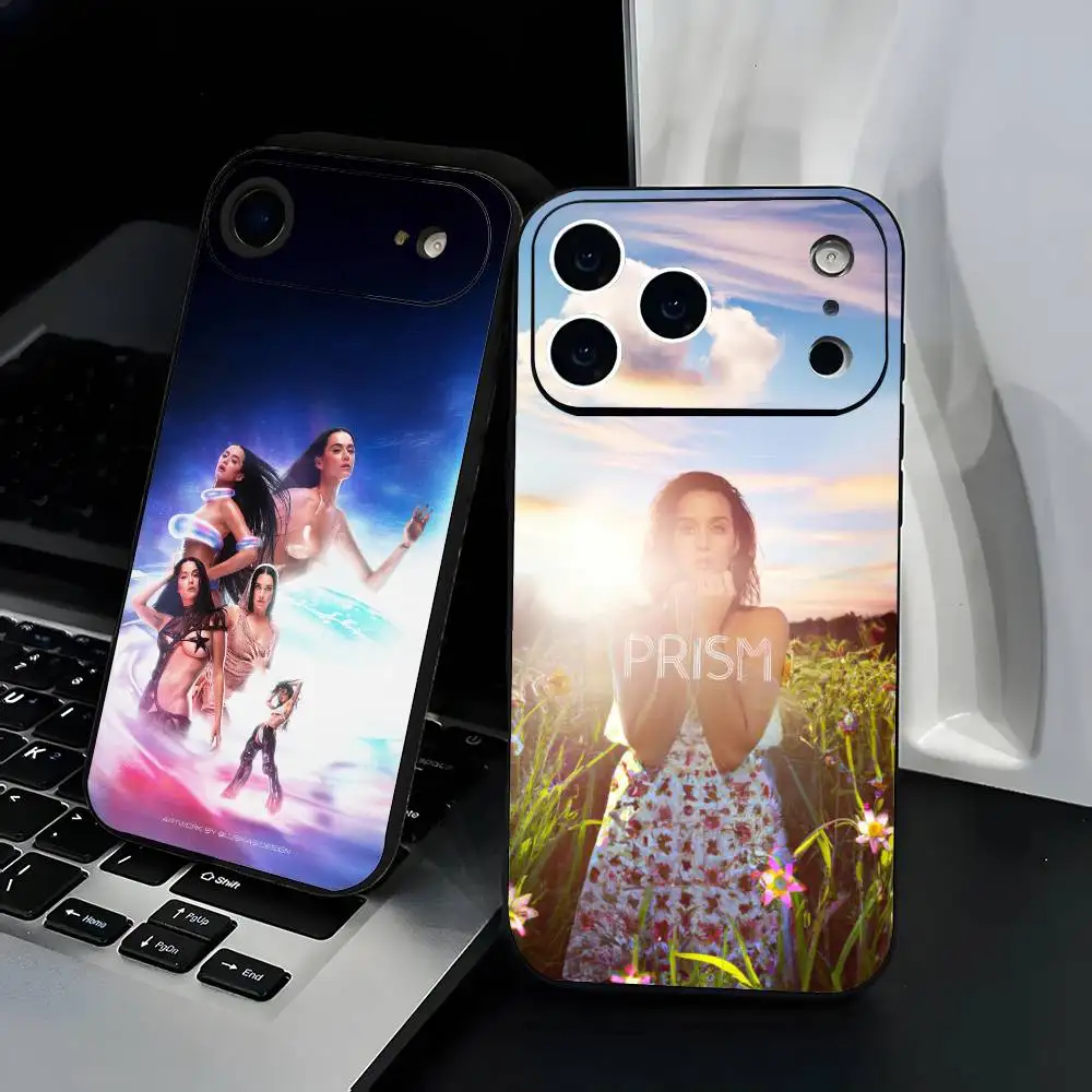Hot Singer K-Katy Perry Funda para teléfono Funda para teléfono de TPU esmerilada negra de moda para iPhone 12-17. Diseño pintado con spray UV, Dai anticaída