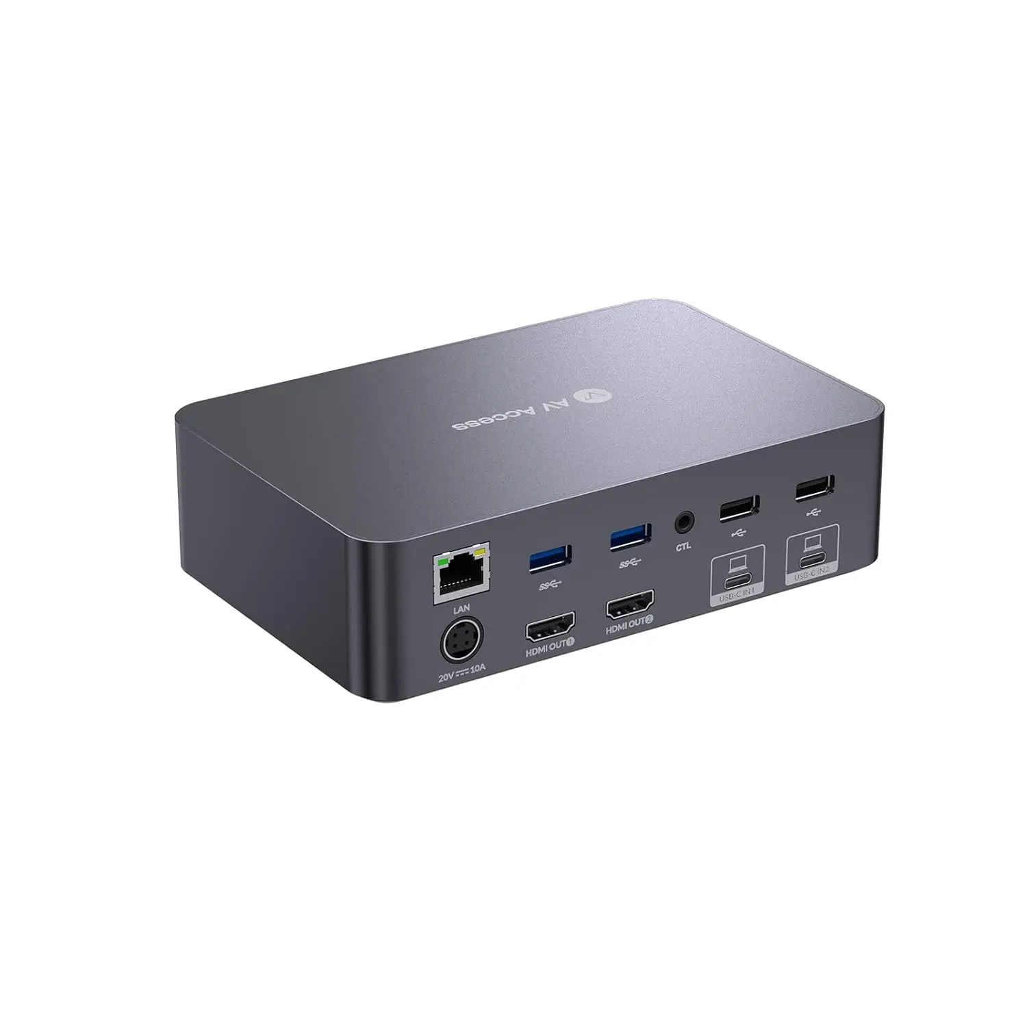

AV Access KVM Switch Dock 2 Monitors 2 Laptops, 4K Display Dual Monitor, 2 USB-C MST Ports, 60W PD, 1G Ethernet(iDock-C20)