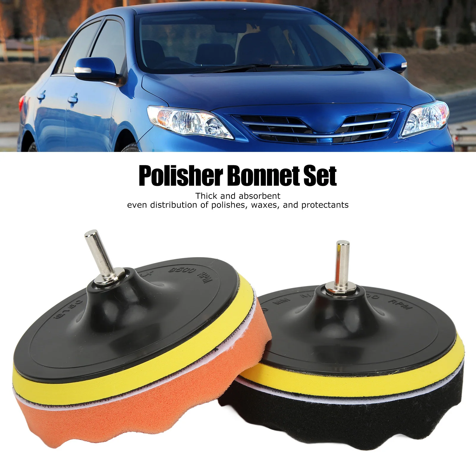5-6in Buffing Sponge Pad Bonnet Set for Pneumatic Electric Polisher Washing Waxing Dusting Pneumatic Electric Polishers