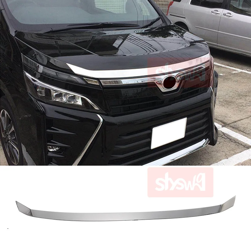 Front Hood  Bumper Grill Chrome Trim For Toyota Voxy 80 2017 Logo Upper Decoration Strip Stainless Steel Exterior Car Styling