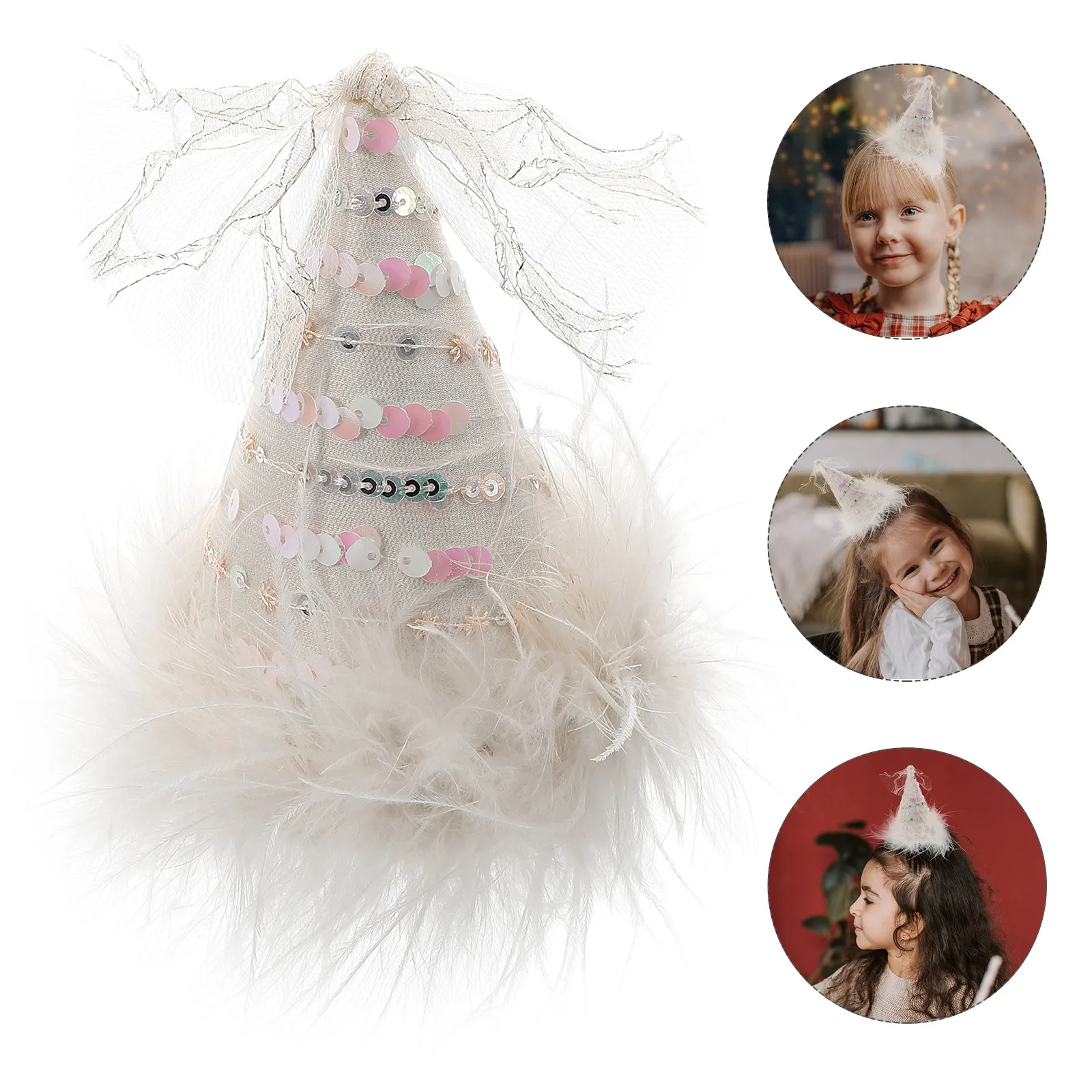 

Birthday Cone Hat Hair Clip Little Girls Cute Glitter Hair Accessory Dance Carnival Party Girl Hat Clip Birthday