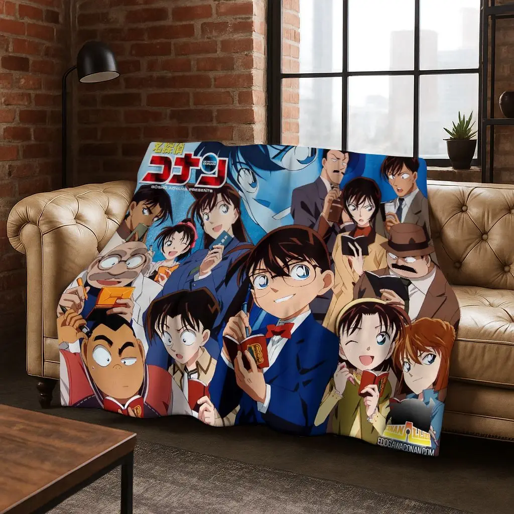 

Retro Anime Detective Conan Cartoon Flannel Blanket,Warm and Cozy Soft Throw Blanket for Home Bedroom Bed Sofa Picnic Cover Kids