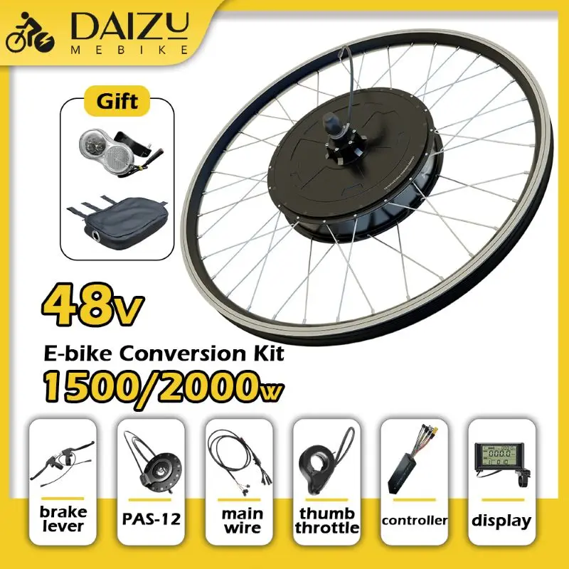 No Battery E-bike Motor Wheel Kit 48V 1500W 2000W Brushless Non-gear Hub Electric Bike Conversion Kit Rear Drive SW900 LCD