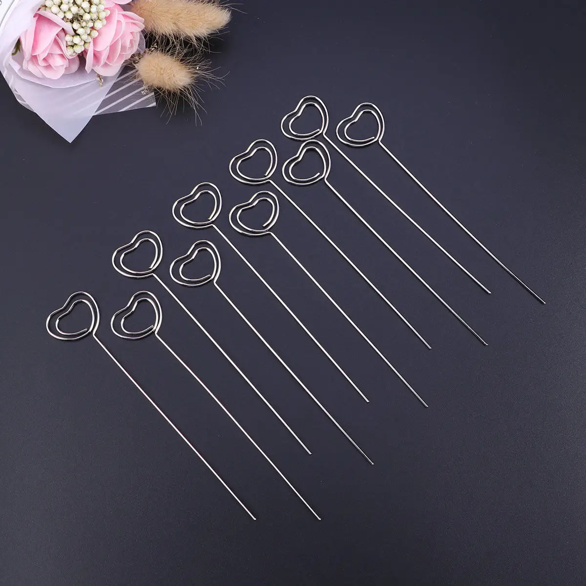 50Pcs Elegant Love Heart Metal Photo Clips Premium Memo Holder Clip for Photos Notes Business Cards Home Office Party Favor