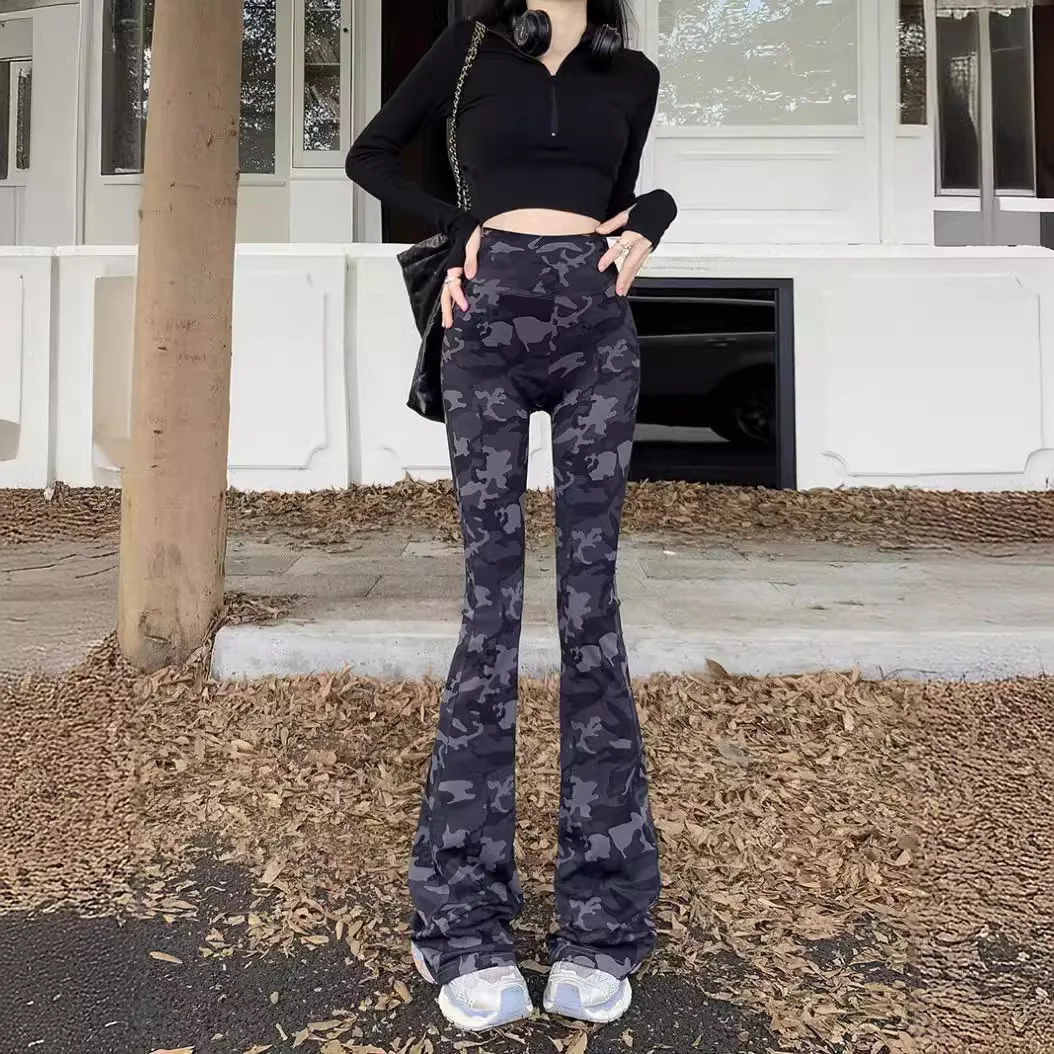 جديد 2025 سراويل نسائية مموهة صغيرة السحب ملابس نسائية سراويل يوغا متوهجة سراويل عصرية راقية مموهة